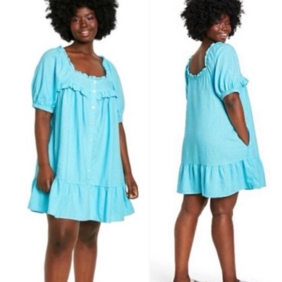Stoney Clover Lane Dresses & Skirts - Stoney Clover Lane x Target Aqua Ruffle Tiered Linen Blend Dress